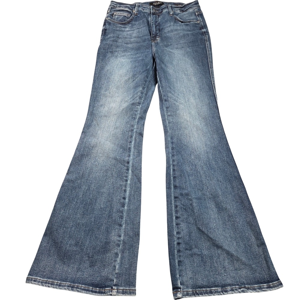Judy Blue Flare Jeans Womens 15/32 Blue Medium Wash High Rise Denim Stretch